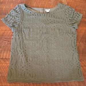 J. Crew Olive Lace Top